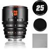 7artisans 25mm T2.1 Obiettivo cinematografico professionale S35 Telaio compatibile con Canon RF-S Mount per RED KOMODO/KOMODO X/CANON C70/R7/R50/R25 (Nero)