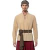 BPURB Camicia da Uomo Pirata vichinga Medievale, Costume Celtico Rinascimentale, Steampunk, Gotico, Camicia a Maniche Lunghe, con Lacci, per Halloween, Bianco, M