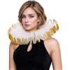 BPURB Rinascimentale Elisabettiano Ruff Collare Collo Volant Collari Clown, Stile C-Bianco-Oro-1, Taglia unica