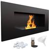 KRATKI Delta 2 Caminetto a bioetanolo + ciottoli + imbuto + set per aromaterapia | Installazione a parete o ad incasso l Biocontenitore 0,5 l, TÜV | Acciaio, 40 x 90 cm, nero
