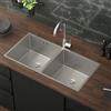 ML DESIGN modern living ML-Design Lavello Doppio in Acciaio Inox 81,5 x 40 cm Lavabo da Cucina Rettangolare Argento 2 Vasche Lavandino Sottopiano con Set di Scarico e Troppopieno Doppia Vasca con Sifone