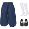 BPURB Costume coloniale da Ragazzo Bambini Medievale Pirata Cosplay Costume Rinascimento Costume Calzoni (Pantaloni con Calzini Bianchi Alti Fino al Ginocchio e Fibbia della Scarpa d'oro)