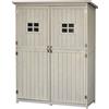 Easycomfort Casetta da Giardino Legno con Porta Doppia, Mensole e Finestre, 127.5x50x164cm