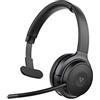V7 HB605M - Cuffie Bluetooth Mono con microfono e staffa rimovibile per PC, MAC, iPhone, Android, Bluetooth 5.0, Microsoft Teams, Zoom, Google Voice, Skype