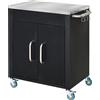 HOMCOM Carrello da Cucina in Acciaio Inox con Armadietto Contenitore e 6 Ganci, 86x50x86.5 cm, Nero | Aosom Italy