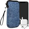 kwmobile Custodia in Neoprene con Zip per Smartphone XXL - 7 - Astuccio Portacellulare a Sacchetto con Cerniera - Borsa in celeste scuro/blu chiaro