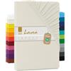 Lavea® Lenzuolo con Angoli Una Piazza e Mezza Francese 140x200 cm - 100% Cotone Morbido e Traspirante - per Materassi alti fino a 20 cm - con Elastico in Jersey - Bianco Crema