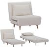 EVERGREENWEB MATERASSI & BEDS EVERGREENWEB - Poltrona Letto Trasformabile in Letto Singolo 80x190 con Materasso e Cuscino Imbottito | Divanetto Clic Clac con Schienale Regolabile 1 posto con Gambe in Legno | Bianco | VELVET