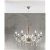 Ondaluce LAMPADARIO CECILIA 8 LUCI VETRO E CRISTALLO TORTORA E TRASPARENTE ATTACCO E14 D.85CM