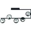 Ondaluce PLAFONIERA MONILE NERO 5 LUCI ATTACCO E14 CON SFERE FUME' L.85CM
