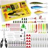 Vicloon Artificiali da Pesca Spinning, 158 Pezzi Esche da Pesca, Esca dura, Esca morbida, paillettes,Vermi,Ganci Singolo, Girevole, ECC per Acqua Dolce e Salata