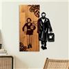 Wallity Elegante accessorio decorativo da parete in legno, noce e nero, 44 x 58 x 3 cm, 50% legno (3 cm) e 50% metallo (1,5 cm), design unico per gli spazi moderni