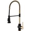 Kraus KPF-1690BGMB Britt - Rubinetto da cucina pre-risciacquo/commerciale con soffione a doppia funzione in finitura All-Brite, oro spazzolato/nero opaco