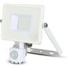 V-TAC VT-20-S-B, Faro LED Chip Samsung 20W con Sensore di Movimento e Crepuscolare e Interruttore Manuale di Bloccaggio Colore Bianco 6400K IP65