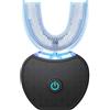 JT2D Spazzolino da denti automatico a ultrasuoni, per adulti, spazzolino elettrico a 360°, per sbiancamento dei denti, spazzolino sonico 360°, per adulti, con timer e ricarica wireless (nero)