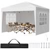 VEVOR Gazebo Pieghevole 2,95x2,95 m da Esterno, Gazebo Pieghevole Portatile Istantaneo con Pareti Laterali, Finestre Ventilate, Tenda all'Aperto Riparo dal Sole per Eventi, Giardino, Bianco