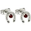 NKlaus Silver Coppia di orecchini in argento 925 Ferro di cavallo con granato solitario Donna Bambini 7831