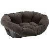 Ferplast Cuccia Cane e Gatto con Cuscino SOFA' PRESTIGE 2 in Velluto, Lavabile, Lettino per Cani Gatti da Interno Imbottito, Cesta in Plastica, Fondo Forato Antiscivolo, 52 x 39 x h 21 cm, Grigio