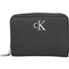 Calvin Klein Donna Portafoglio Minimal Monogram Zip Around Piccolo, Nero (Black), Taglia Unica