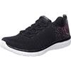 Skechers Virtue, Scarpe da Ginnastica Donna, Nero e Rosa, 39.5 EU Larga