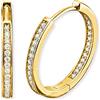 Engelsrufer Orecchini a cerchio da donna Lisa in argento sterling placcato oro, con 64 zirconi, chiusura a clip, senza nichel, 24 mm, Ø24 mm, Argento sterling, Zirconia cubica