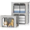 FUSACONY Set di 3 sacchetti portaoggetti per vestiti, pieghevole, con telaio in metallo, scatole per vestiti impilabili per trapunta, vestiti, trapunte, coperte, cuscini, grigio (24L)