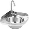 XUNFAKE Lavabo angolare in acciaio inox montato a parete, lavello da cucina angolare con rubinetto, tubo di scarico lavandino, ideale per camper, barca, bagno, cucina, WC (acciaio inox 201)