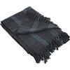 Creative Co-op Coperta in misto cotone riciclato con frange, motivo scozzese grigio