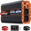 JARXIOKE Inverter 12v 220v Onda Pura 2000W Invertitore di Potenza Convertitore di Alimentazione con LCD Telecomandoler & prese AC Doppie & USB-A &Porta di Tipo-C per Car Camper