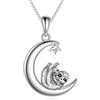 URONE ippopotamo/Axolotl/cane/bradio/mucca catena in argento sterling 925 luna ciondolo collana gioielli regali per le donne, Argento sterling, Nessuna pietra preziosa