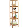 Relaxdays Scaffale da Bagno in Legno di Noce, HLP: 145 x 36 x 36 cm, 5 Ripiani, Mobiletto Salvaspazio Cucina, Naturale