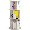 HUOLE Libreria girevole a 3 livelli, scaffale girevole a 360°, con deflettore solido per casa, soggiorno, studio, ufficio, 40 x 40 x 97 cm (3 strati) (bianco)