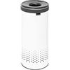 Brabantia - Cesto Portabiancheria - Pratico Apertura Quick-drop - Sacco Portabiancheria Rimovibile - Fondo Plastica Evita Pavimento Danni - Materiali Anti Corrosione - White - 35L