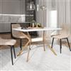 DEGHI Tavolo da pranzo 120X75 cm con top in legno bianco e gambe in metallo effetto legno - Larson