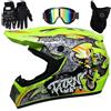UIGJIOG Casco Cross Nero Opaco,Casco Integrale Motocross Omologato Compresi Occhiali Guanti e Mascherine Include 4 Misure di Rivestimento Del Casco Fornisci 4 Stili Tra Cui Scegliere,D
