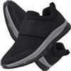 AEHO Scarpe Slip-on Fashion per Diabetici a vestibilità Ampia Scarpe Pianta Larga per Artrite Edema Piedi Gonfi Scarpe da Uomo in Pelle Chiusura Regolabile Scarpa Ortopedica,Nero,40/250mm