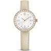 Swarovski Orologio Certa, Fabbricato in Svizzera, Cinturino in pelle, Beige, Finitura in Tono Oro Rosa