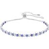Swarovski Matrix Bracciale Tennis, Gioiello Versatile con Zirconia Trasparenti e Blu, Pietre a Tagli Arrotondati Misti, Chiusura a Scorrimento, Placcatura in Tonalità Rodio, 24 cm, 0,3 cm