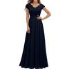 Fulidngzg vestito matrimonio donna, Abito Cerimonia Donna Pizzo con Scollo a V Maniche Corte Damigella Curvy Estate Sirena Abiti da Bianco Lunghi Primaverili Nero Elegante
