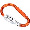 VGEBY Moschettone con Lucchetto in Alluminio, Gancio D-Ring Code Blocco 3 Cifre Combinazione per Attrezzature Camping (Colore : Arancia)