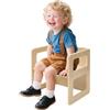 FUNLIO Sedia per lo svezzamento Montessori regolabile in altezza per età 1-3, sedia in legno massiccio di qualità, per mangiare/leggere/giocare, mobili Montessori con certificazione CPC - Naturale