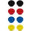 Westcott MTS Magnete E-10807 00 - Magneti adesivi, rotondi, 15 mm, 2 x nero, rosso, blu, giallo, 8 pz