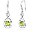 FANCIME Orecchini in Argento Sterling 925 Pendenti Delicato Infinity Gemma di Nascita Orecchini a Goccia Gioielli Raffinati Regali di Compleanno per Donna, 10x2.4x31.2mm, Argento sterling, Peridoto