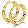 Bestyle Orecchini Donna Oro a Cerchio in Acciaio Inossidabile, Orecchini Cerchio Donna Intrecciato 30mm Placcato Nero Confezione Regalo