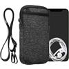 kwmobile Custodia Neoprene con Zip per Smartphone XL - 6,7/6,8 - Portacellulare a Tracolla - Porta Cellulare da Collo Universale - Antracite/Bianco