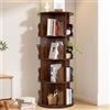 HavenGlide Libreria girevole a 360°, libreria in legno massello con 4 ripiani, 16 scomparti, per ufficio, per soggiorno, camera da letto, ufficio, marrone vintage