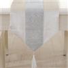 Odot Tinta Unita Runner Tavola Moderno Runner da Tavolo in Velluto, Tovaglie Runner Tavolo con Nappe, Decorativo Panno per Interni, Cucina, Feste, Decorazione (32x180cm,Beige)