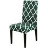 Chickwin Chickw11 Coprisedie con Schienale Alto, Rombo Geometrico Stampa Coprisedie Universale Elasticizzato Lavabile Estraibile per Wedding Party Hotel Ristorante Decor (Verde Scuro,6 Pezzi)