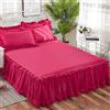 YYQQ Set 3 Pezzi Gonna da Letto Matrimoniale/Individuale a Balze Copriletto Copriletto in Pizzo Gonna da Letto Copriletto con Volant Copriletto (Color : Rose Red, Size : 150X200CM)