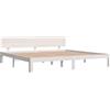 Homgoday Giroletto Bianco in Legno Massello di Pino 200x200 cm, Letto Giroletto Telaio, Letto Matrimoniale, Letto Struttura, Struttura Telaio Letto per Soggiorno Camere da Letto